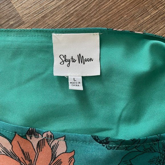 Teal Floral One Shoulder Dress - Picture 4 of 5